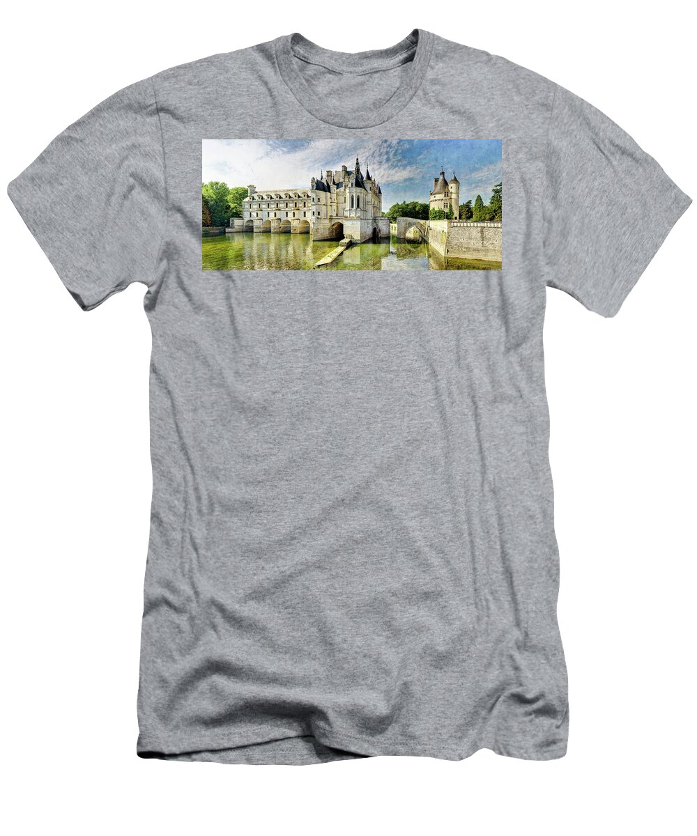 Chateau De Chenonceau T-Shirt featuring the photograph Chenonceau from the North Bank - Vintage Version by Weston Westmoreland