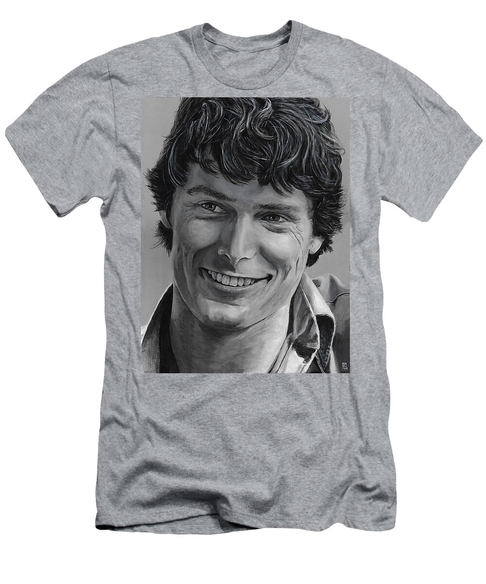 Christopher Reeve T-Shirt featuring the painting Christopher Reeve by Matthew Mezo