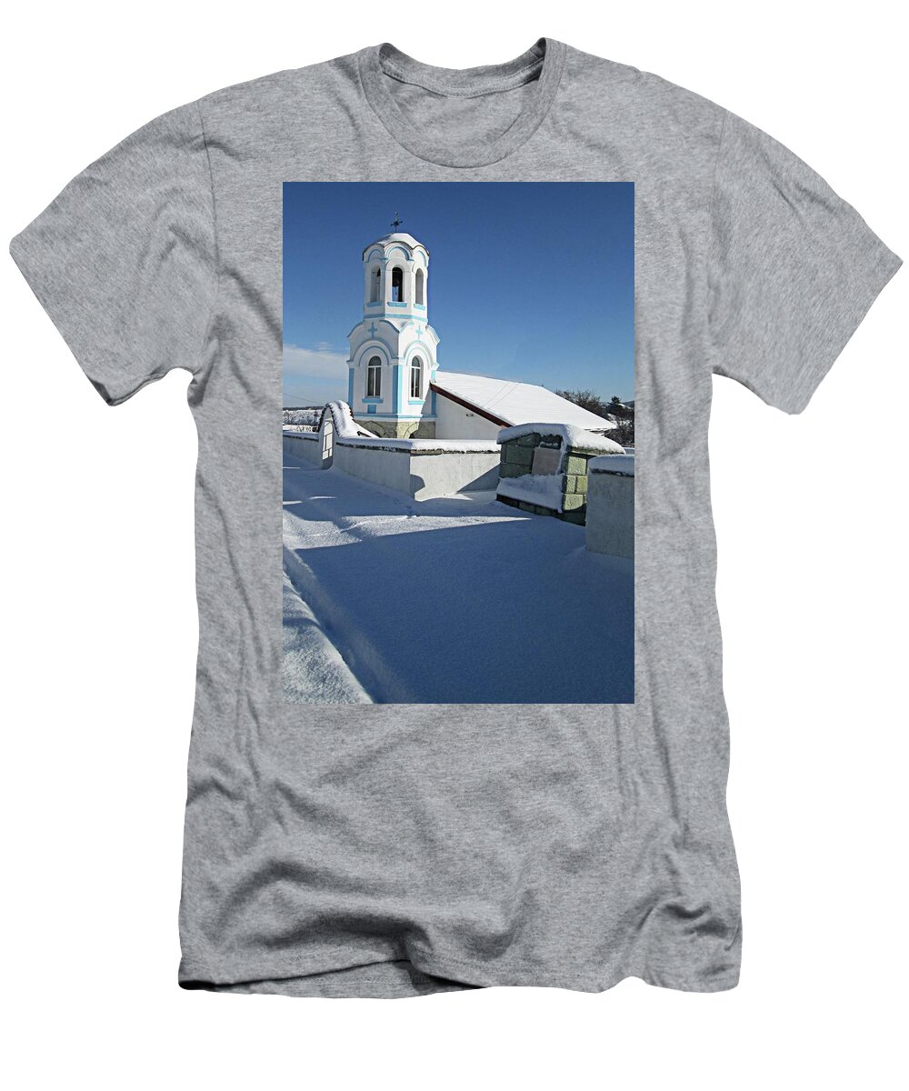 Church T-Shirt featuring the photograph Church in the snow by Martin Smith