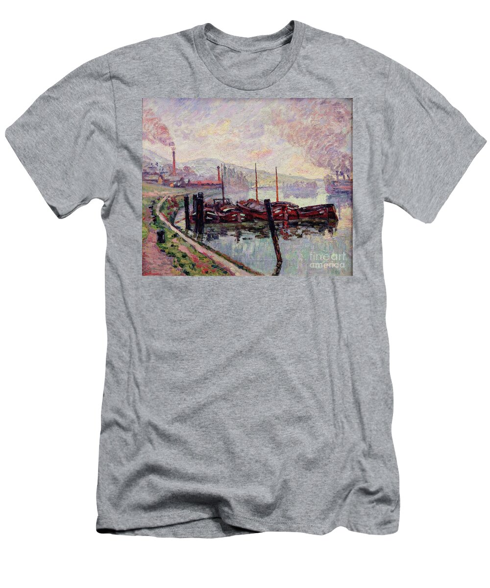 Smoking T-Shirt featuring the painting Coal Barges by Armand Guillaumin