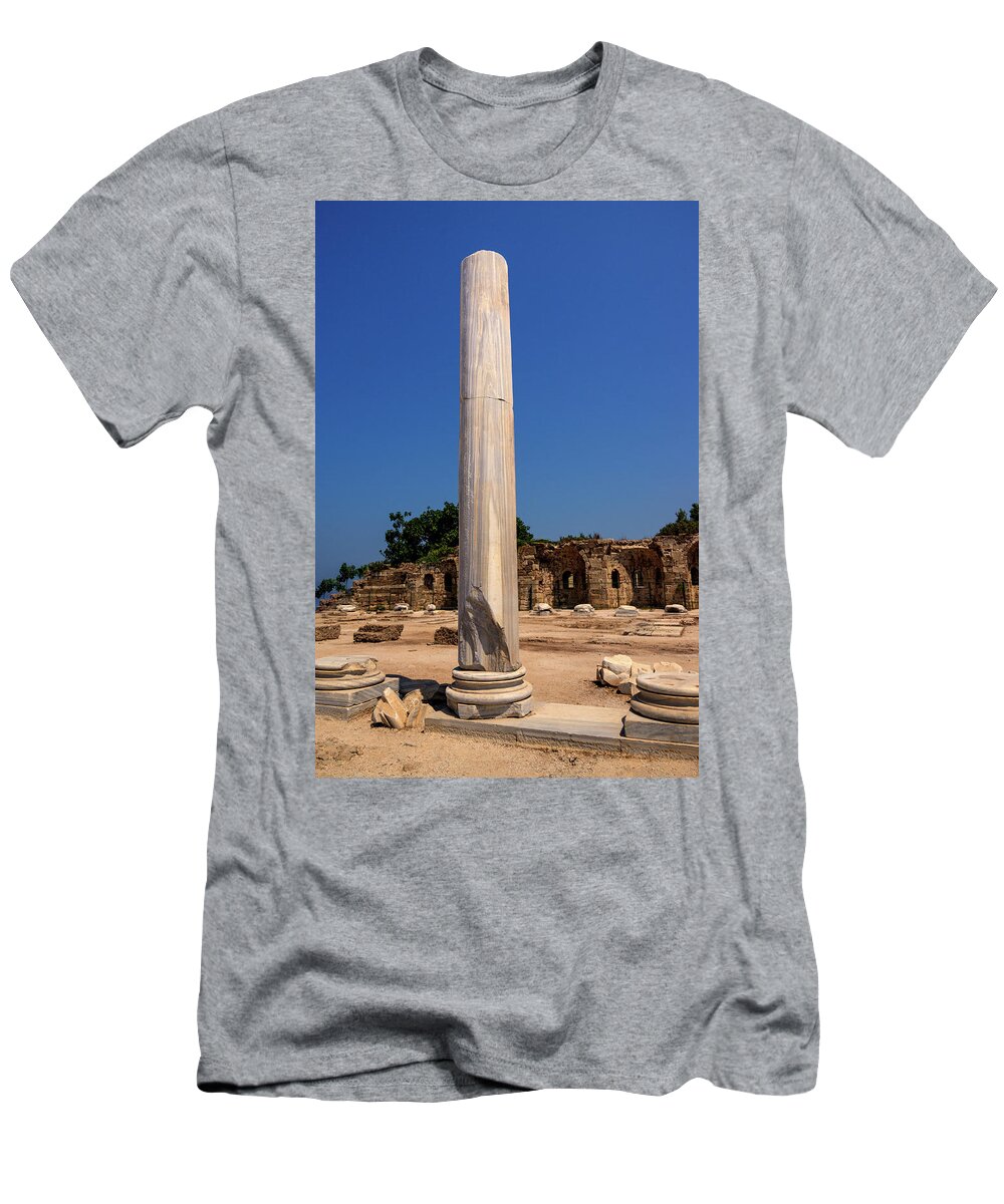 Turkish Riviera T-Shirt featuring the photograph Column at the Temple of Apollo in Side by Sun Travels