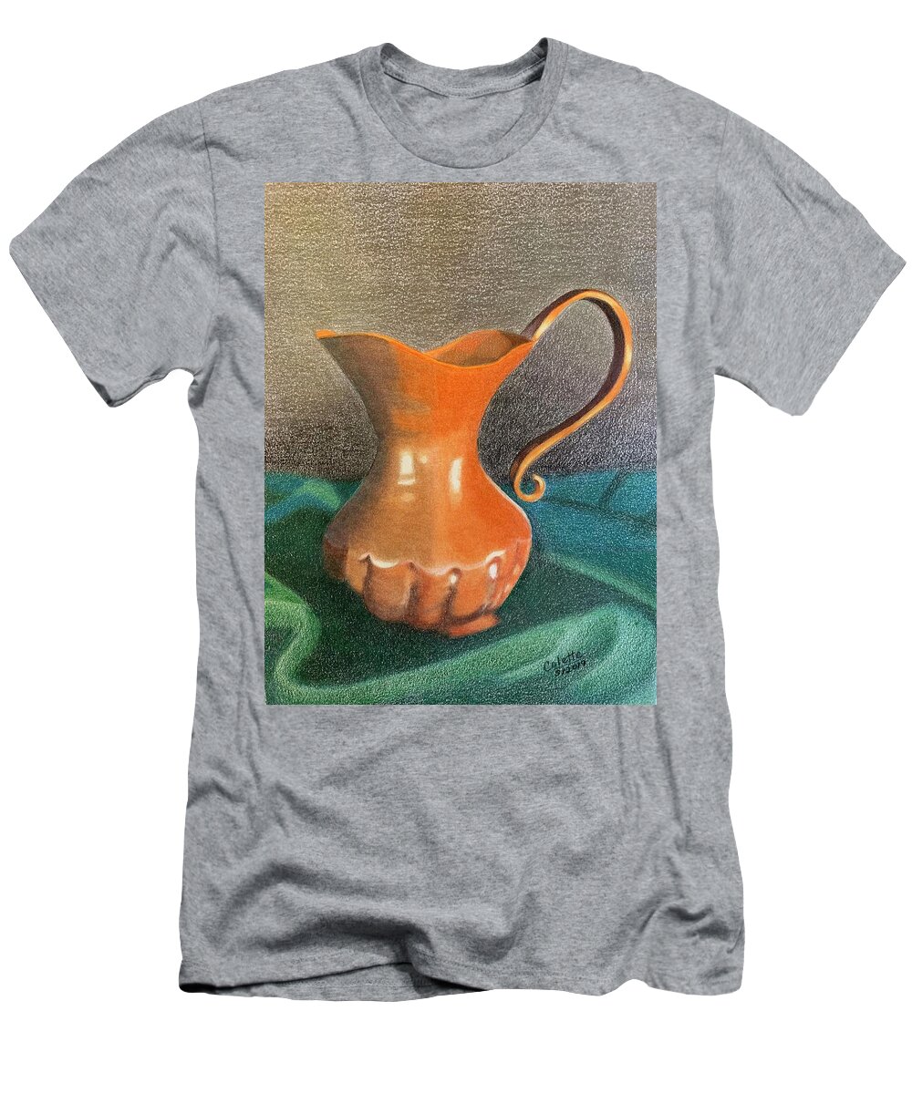 Copper Pot T-Shirt featuring the drawing Copper pot by Colette Lee