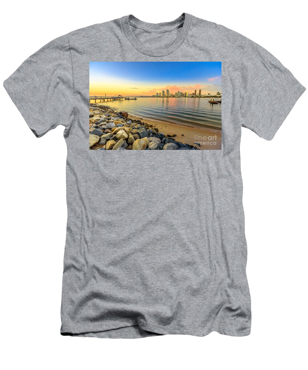 San Diego T-Shirt featuring the photograph Coronado Pier sunset by Benny Marty