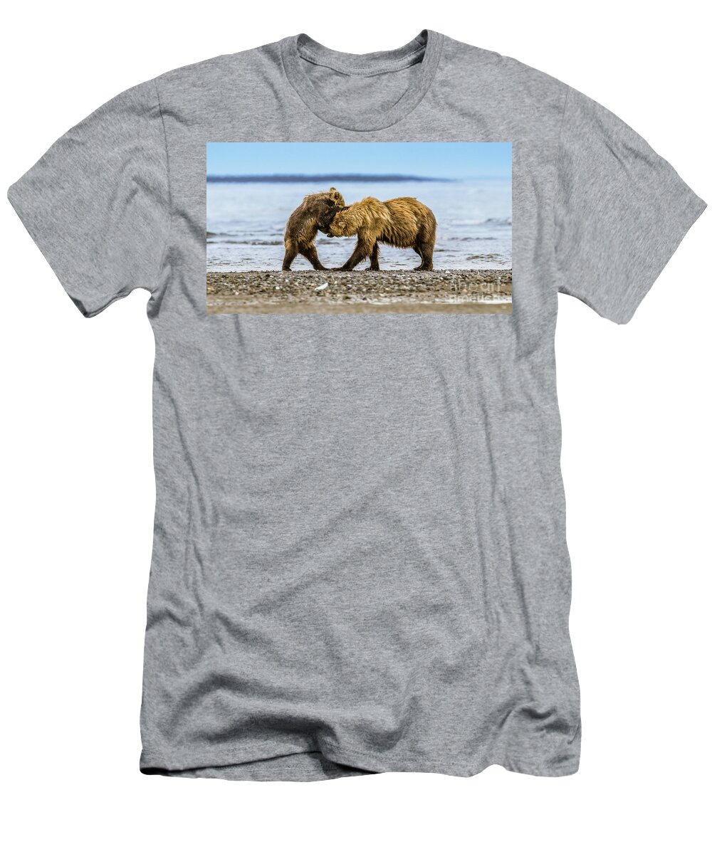 Bear T-Shirt featuring the photograph Coastal brown bears by Lyl Dil Creations
