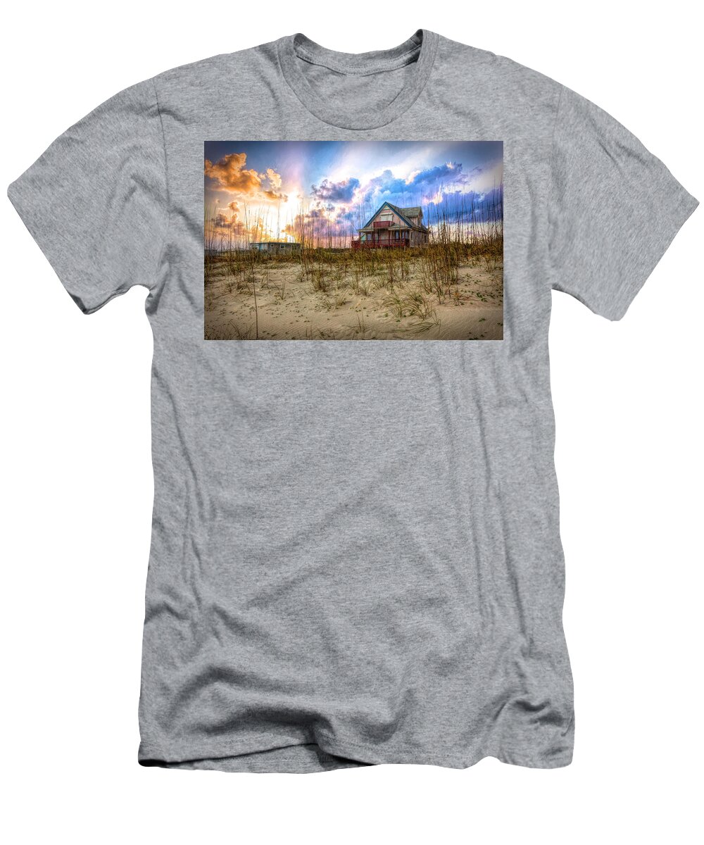 Boats T-Shirt featuring the photograph Cottage on the Dunes by Debra and Dave Vanderlaan