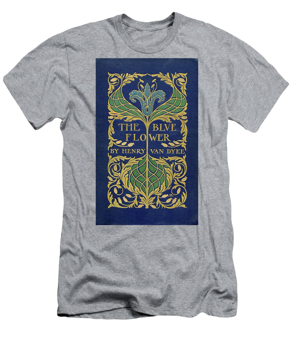 Binding Design T-Shirt featuring the mixed media Cover design for The Blue Flower by Margaret Armstrong