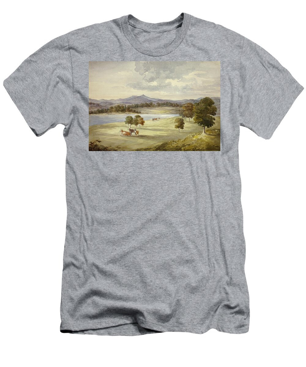 19th Century Art T-Shirt featuring the drawing Cows in Landscape by Elizabeth Murray