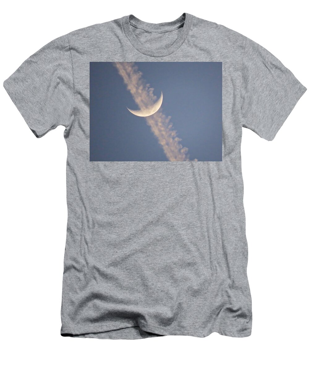 Arizona T-Shirt featuring the photograph Gemini Crescent in Contrail by Judy Kennedy