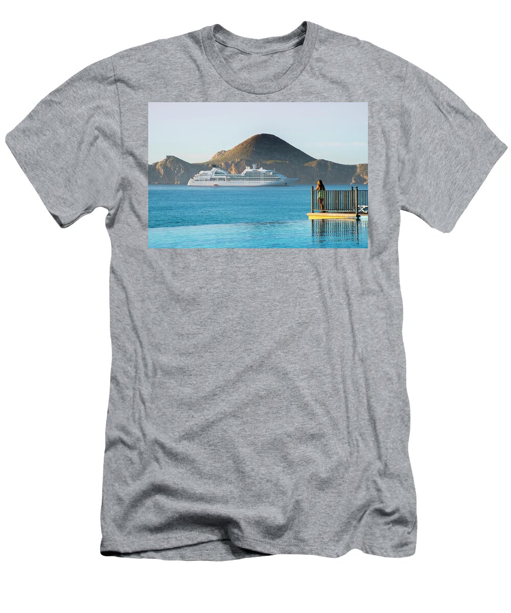 Cabo T-Shirt featuring the photograph Cruise Ship View by Bill Cubitt