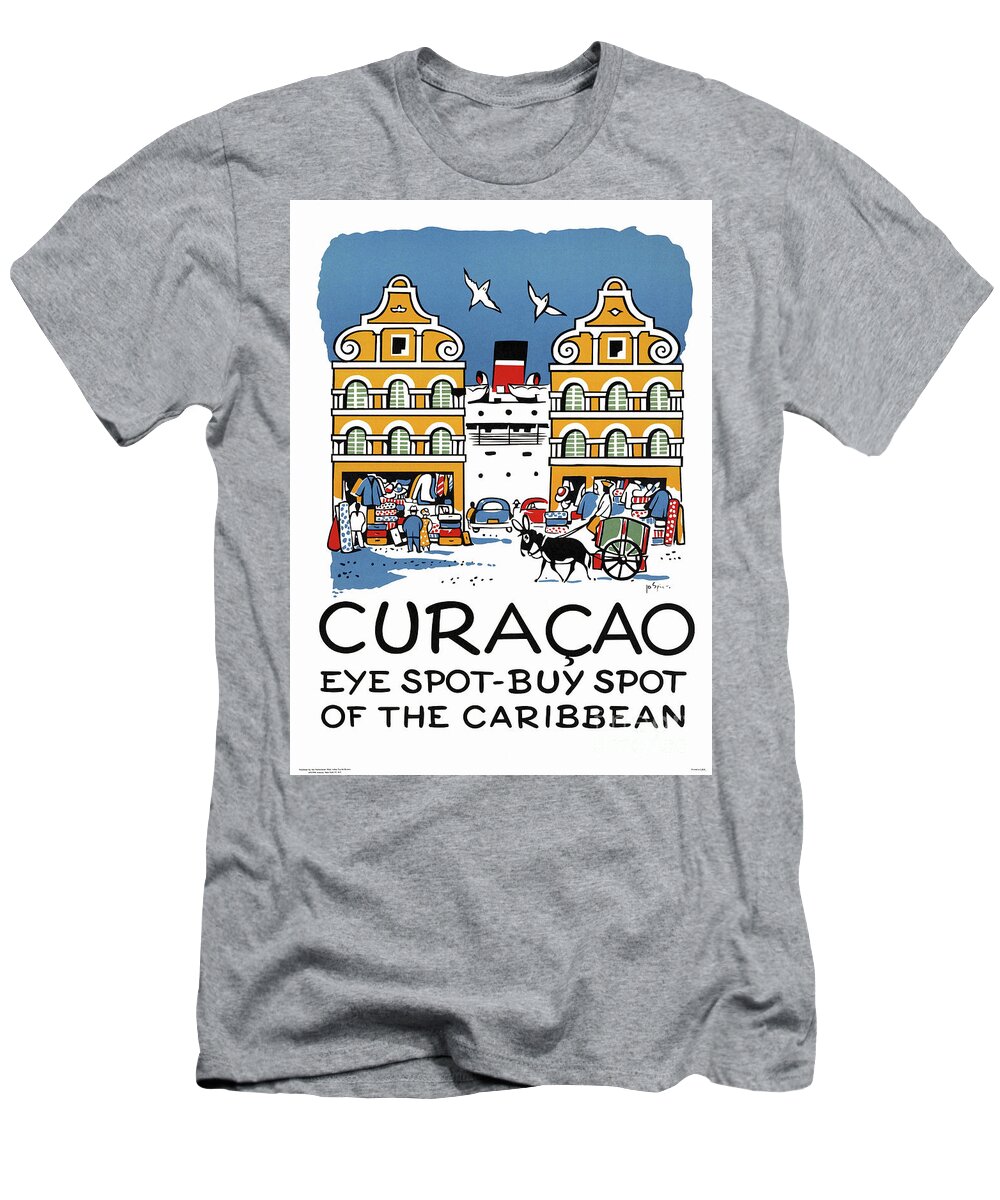 erosion i dag fortov Curacao Vintage Travel Poster Restored T-Shirt by Vintage Treasure - Fine  Art America