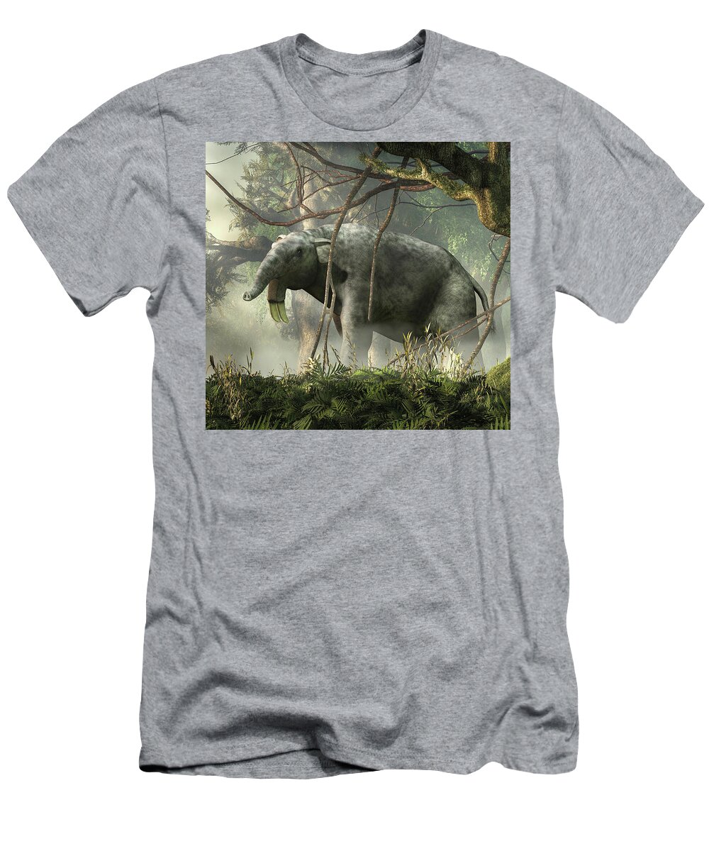 Hoe Tusker T-Shirt featuring the digital art Deinotherium by Daniel Eskridge