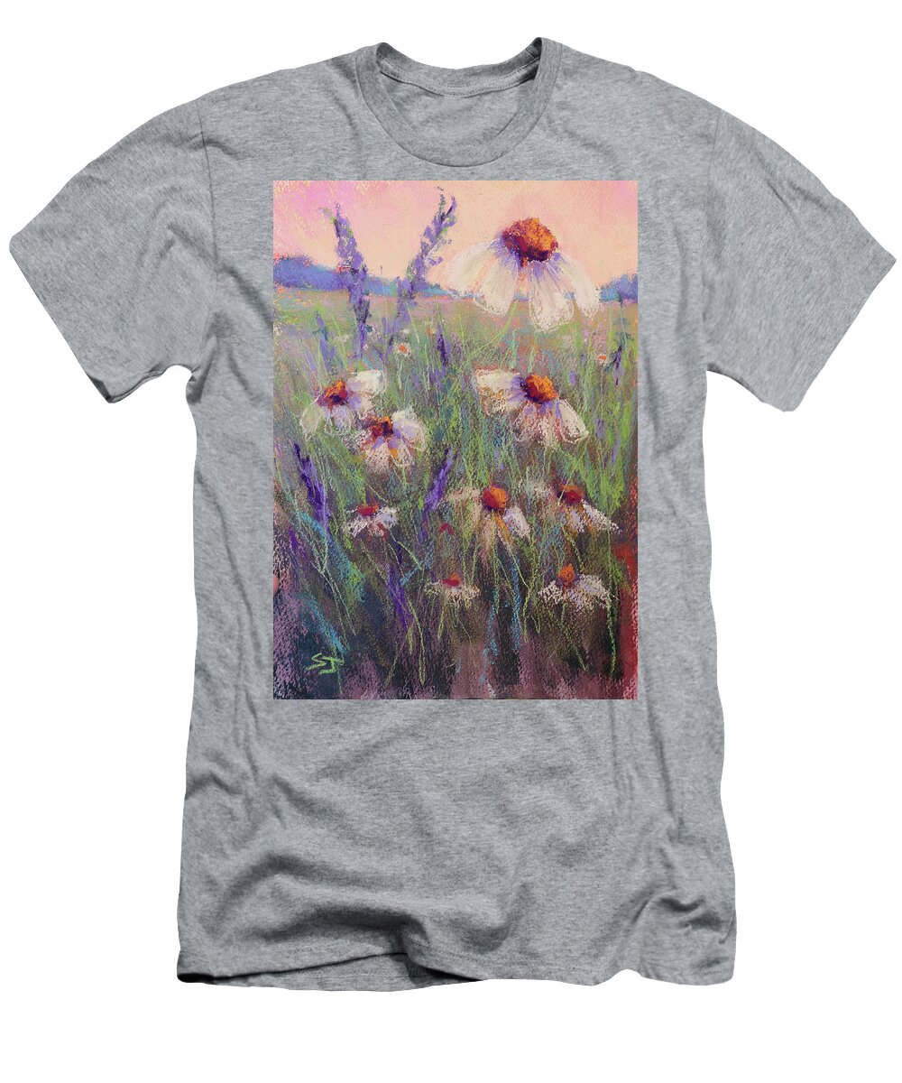 Daisies T-Shirt featuring the painting Delicate Daisies by Susan Jenkins