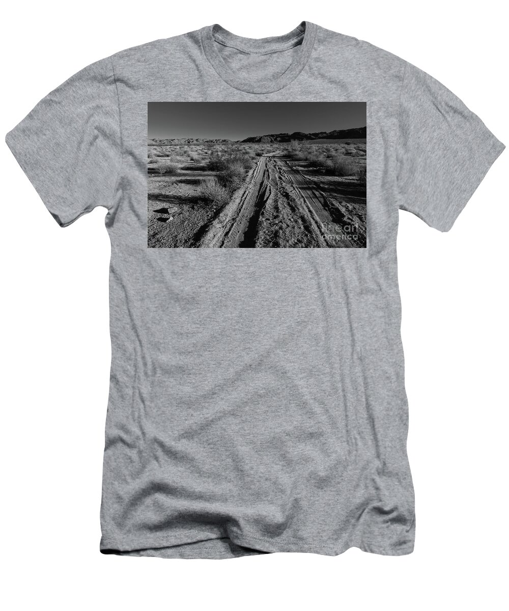 Chiriaco T-Shirt featuring the photograph Desert Road by Jeff Hubbard
