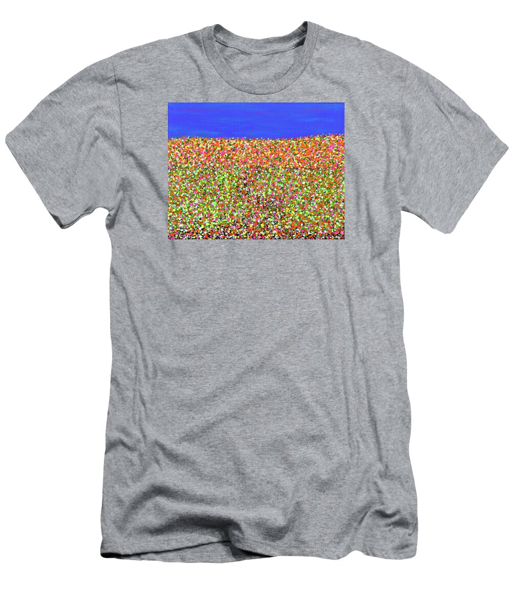 Flowers T-Shirt featuring the painting Don't Let The Green Grass Fool Ya by Meghan Elizabeth