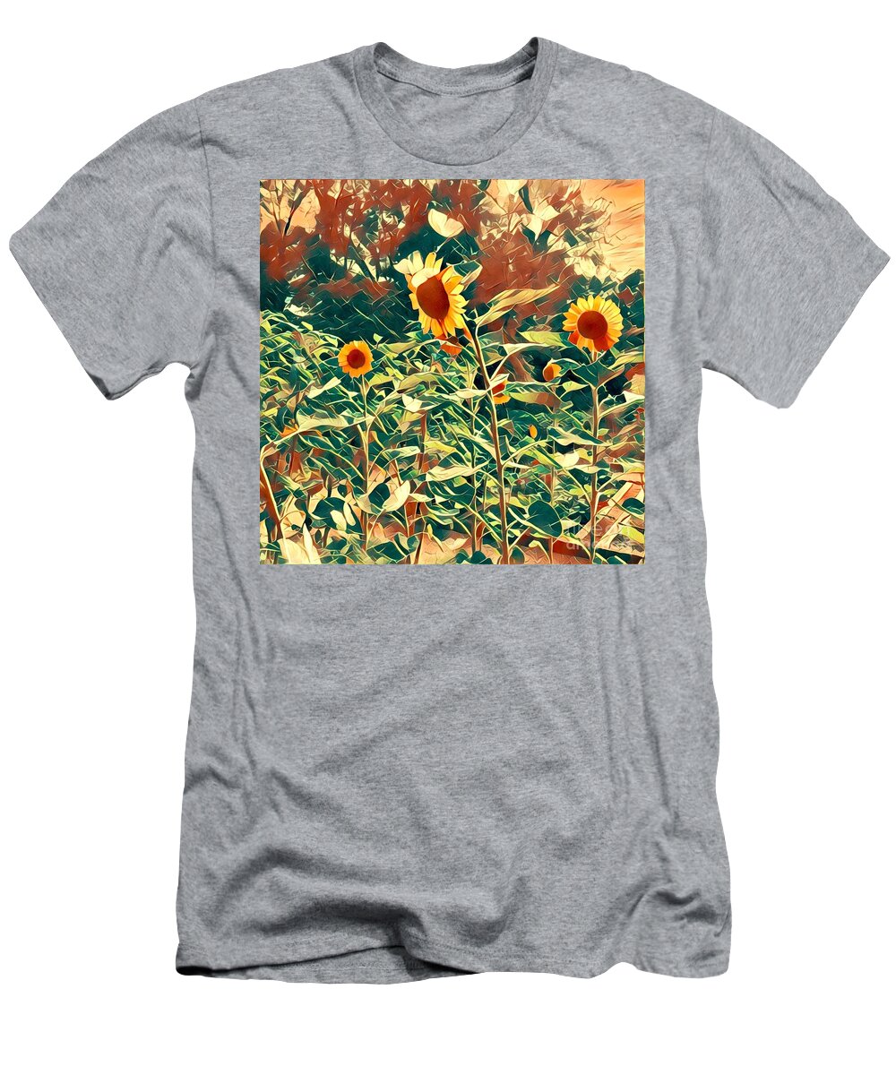 Sunflowers T-Shirt featuring the digital art Dream of Sunflowers by Karen Francis