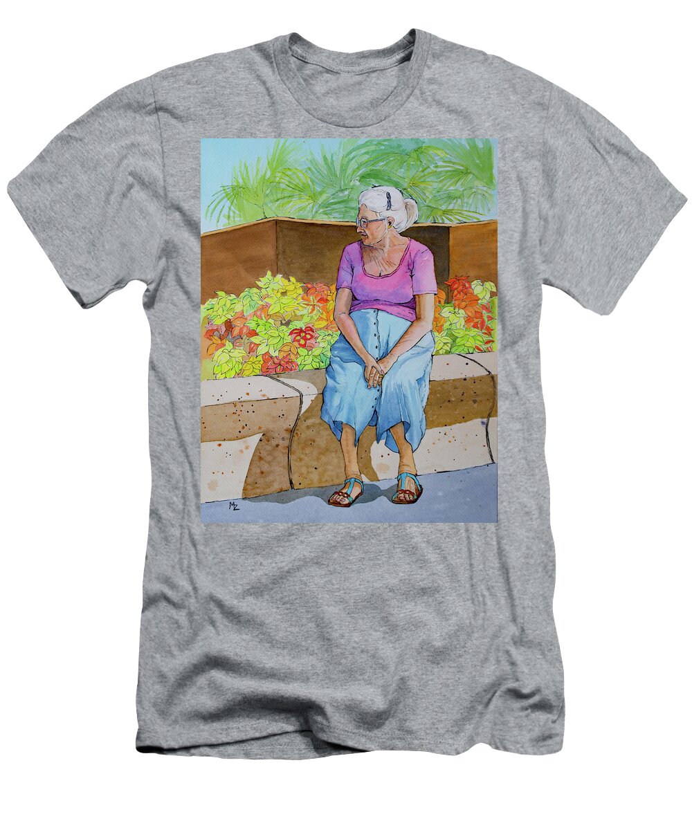 Abuela T-Shirt featuring the painting Everyone's Grandma by Margaret Zabor