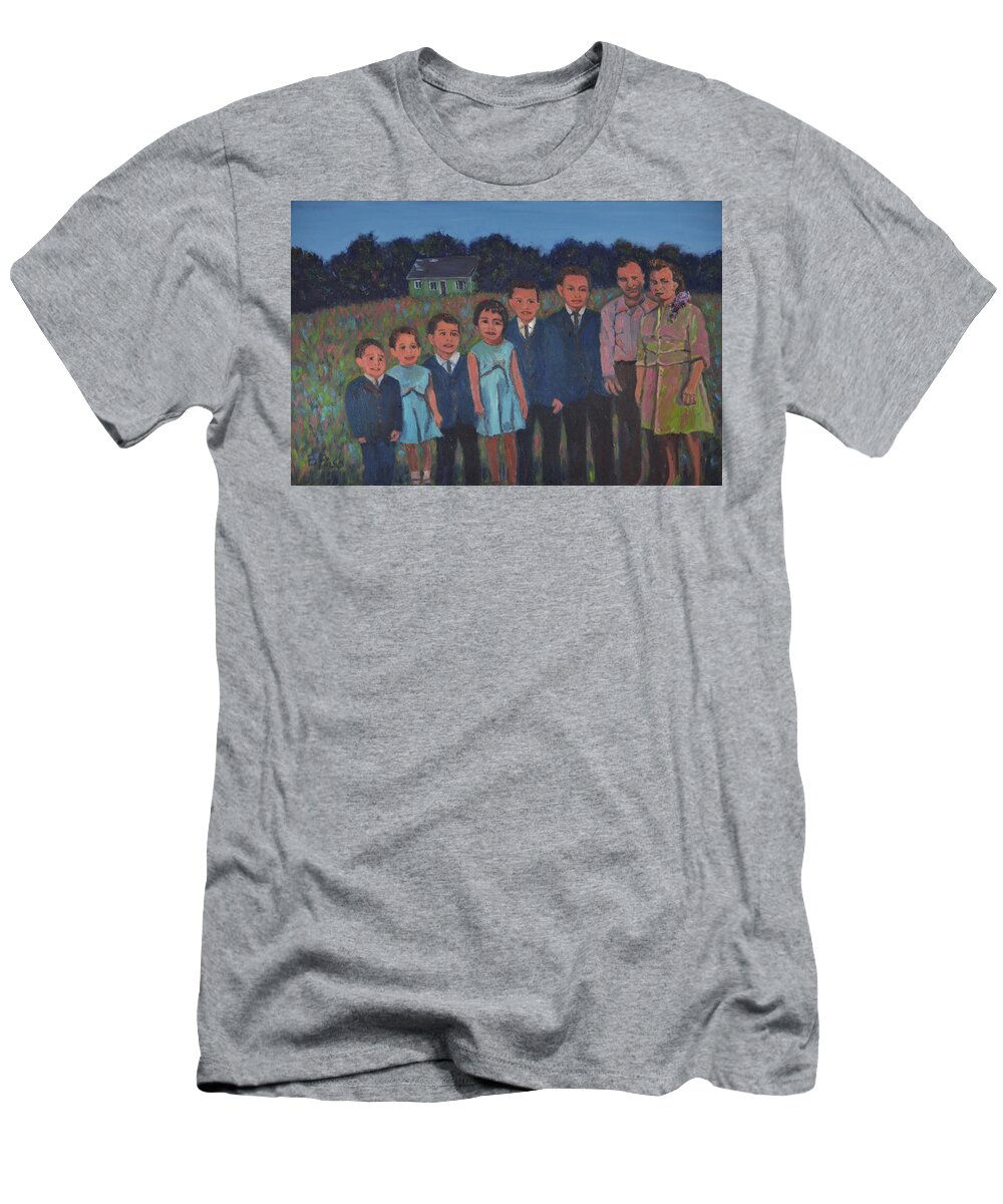 Portrait T-Shirt featuring the painting Family Portrait Scene by Beth Riso