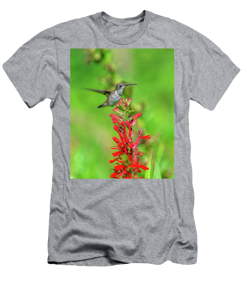Nature T-Shirt featuring the photograph Female Ruby-throated Hummingbird DSB0316 by Gerry Gantt