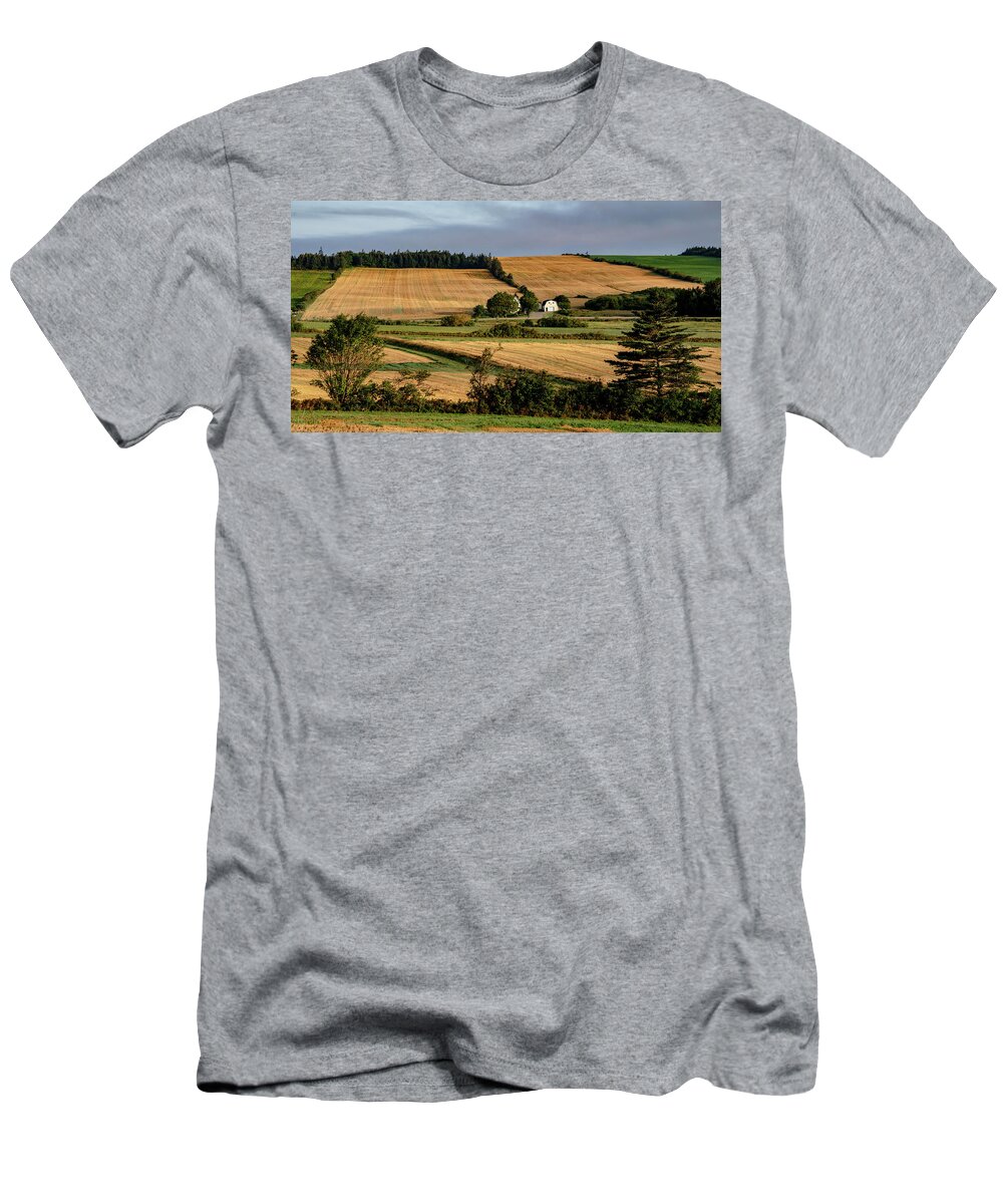 Pei T-Shirt featuring the photograph Fields and Farms Patchwork by Marcy Wielfaert