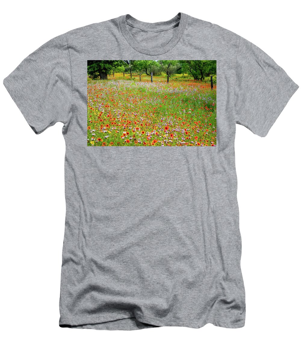 Texas Wildflowers T-Shirt featuring the photograph Fire Wheel Bliss by Johnny Boyd