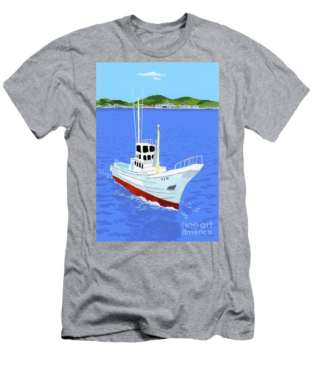 Fishing Boat And Harbor T-Shirt by Hiroyuki Izutsu - Bridgeman Prints