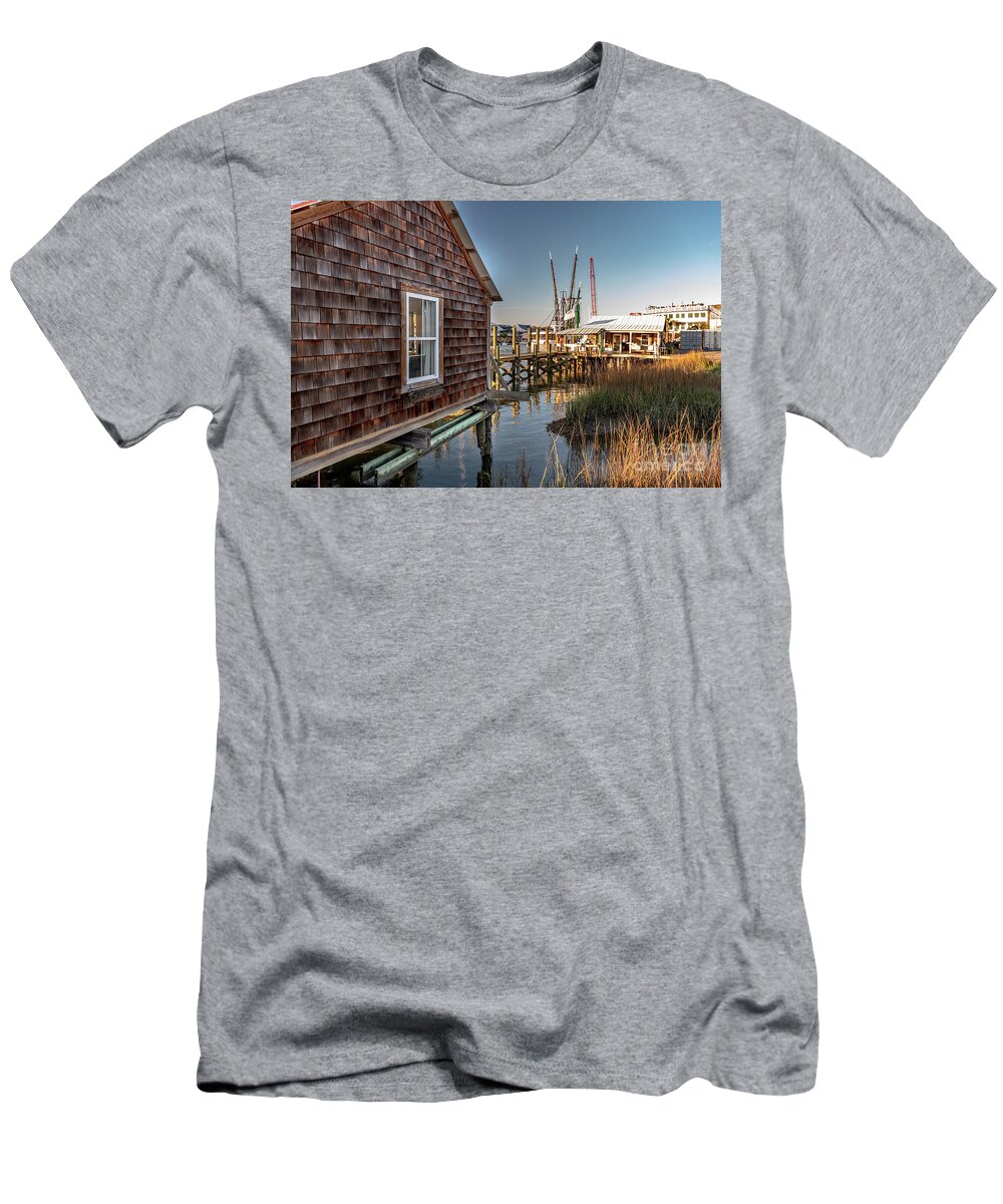 Dock T-Shirt featuring the photograph Fishing Tales by Dale Powell