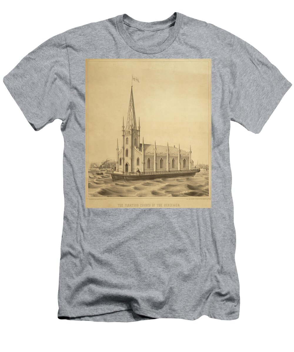 Church T-Shirt featuring the mixed media Floating Church of The Redeemer by Dennington