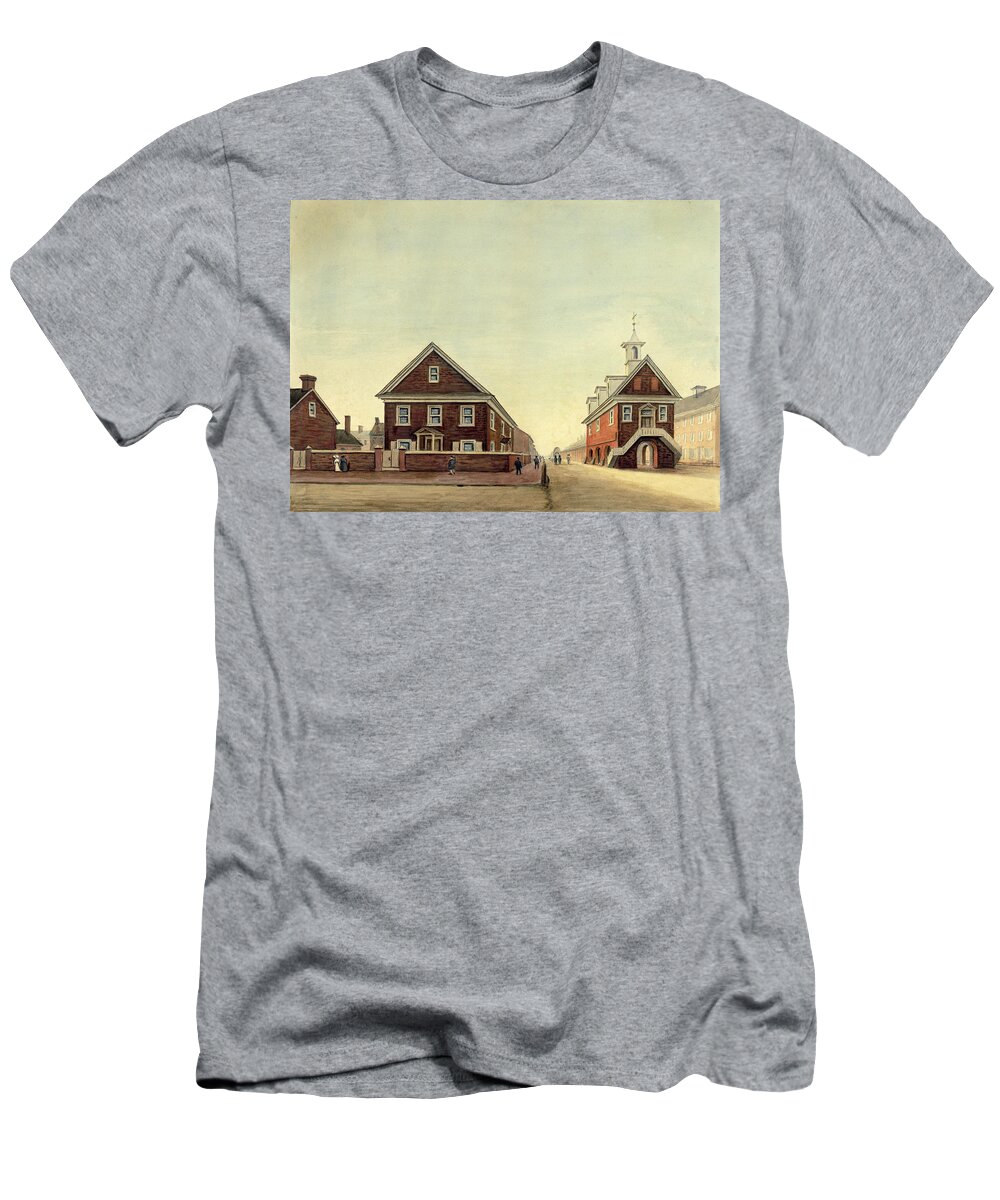 William Breton T-Shirt featuring the drawing Friends Meeting House and Old Courthouse by William Breton