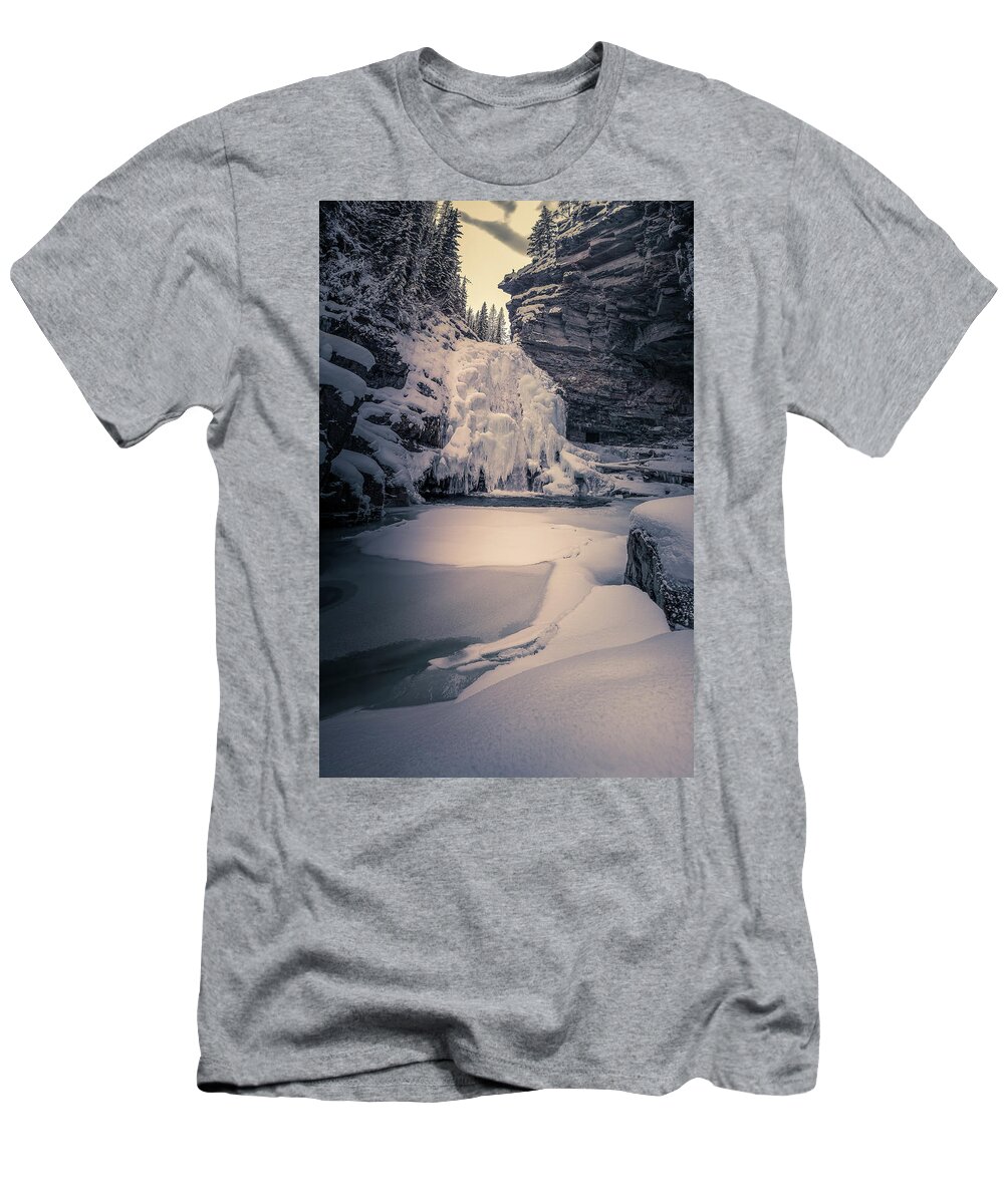 North America T-Shirt featuring the photograph Frozen Falls by Thomas Nay