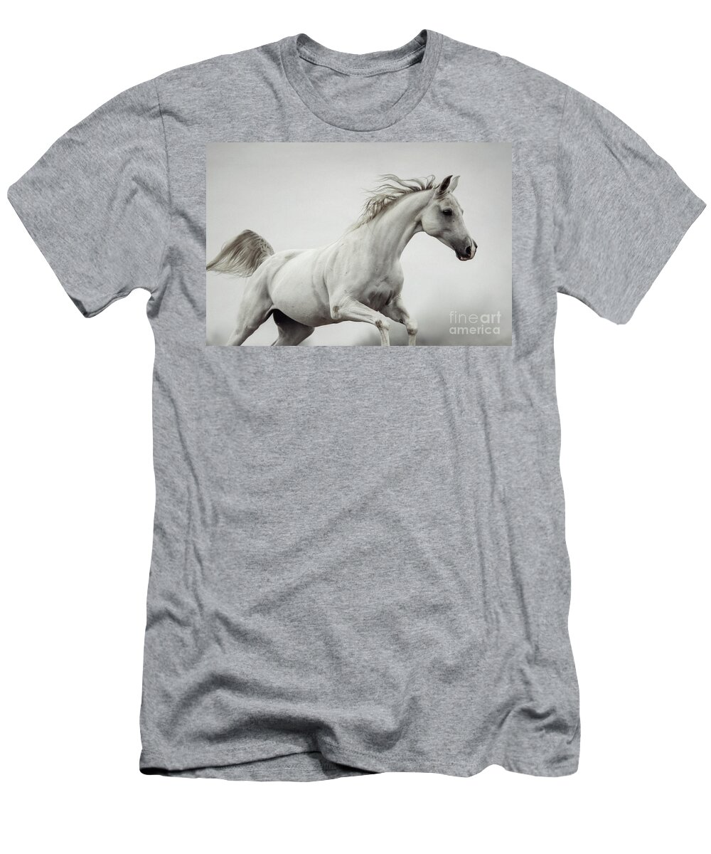 Horse T-Shirt featuring the photograph Galloping White Horse by Dimitar Hristov