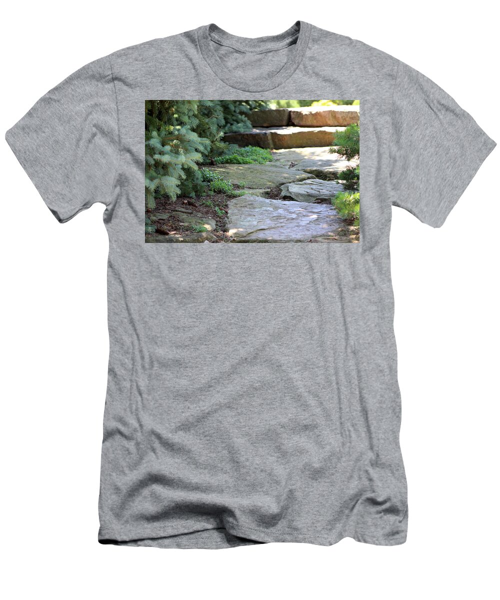 Garden Stairs T-Shirt featuring the photograph Garden Landscape - Stone Stairs by Colleen Cornelius