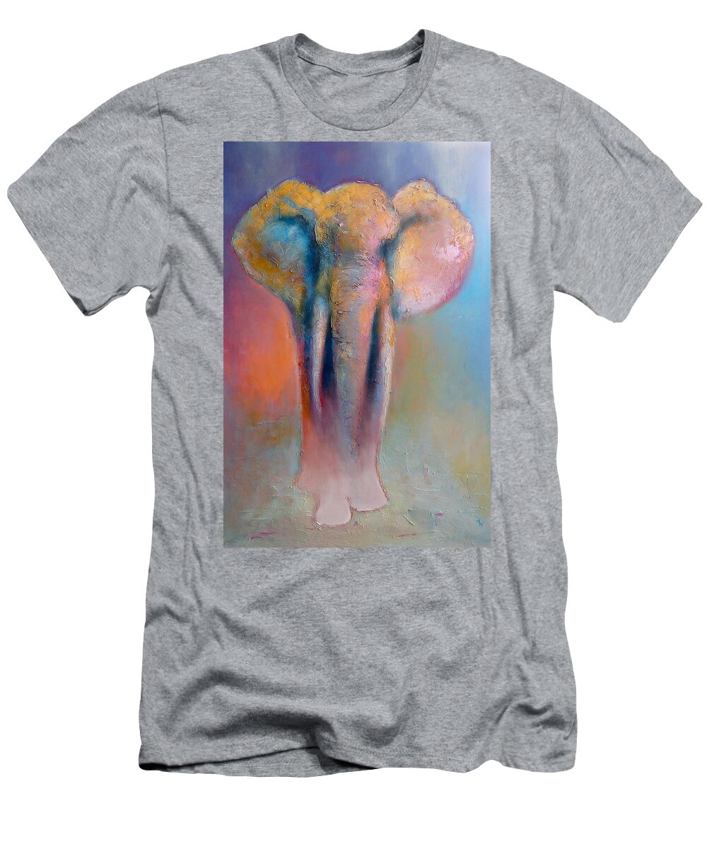 Elephant T-Shirt featuring the painting Gentle Soul by Arie Van der Wijst
