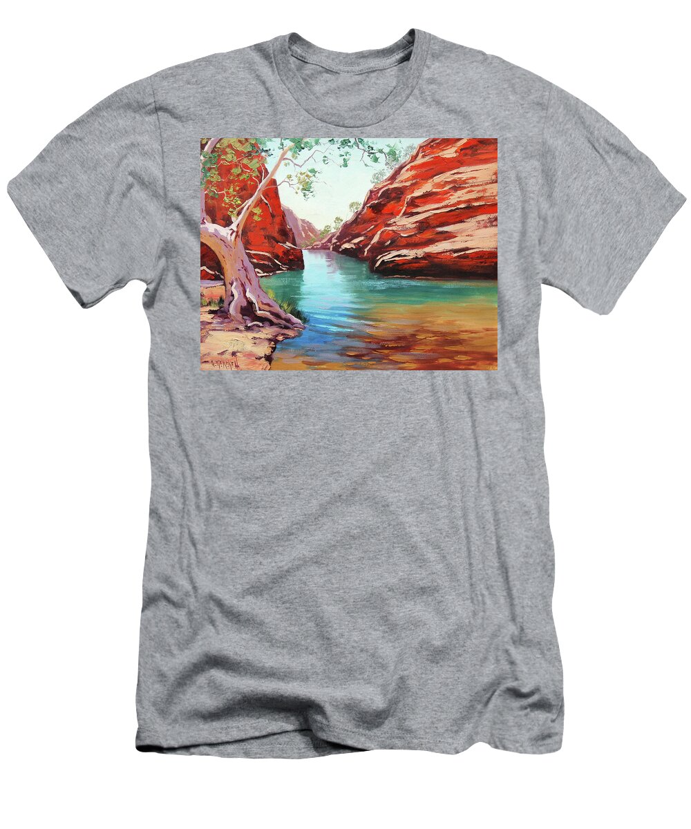 Central Australia T-Shirt featuring the painting Ghost Gum Alice Springs by Graham Gercken