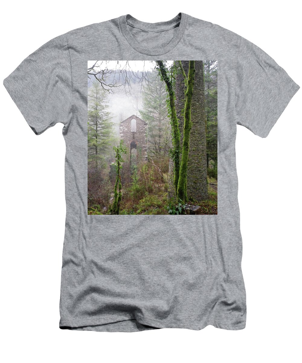 Clitters T-Shirt featuring the photograph Ghostly Ruins Clitters Mine Gunnislake Cornwall by Richard Brookes