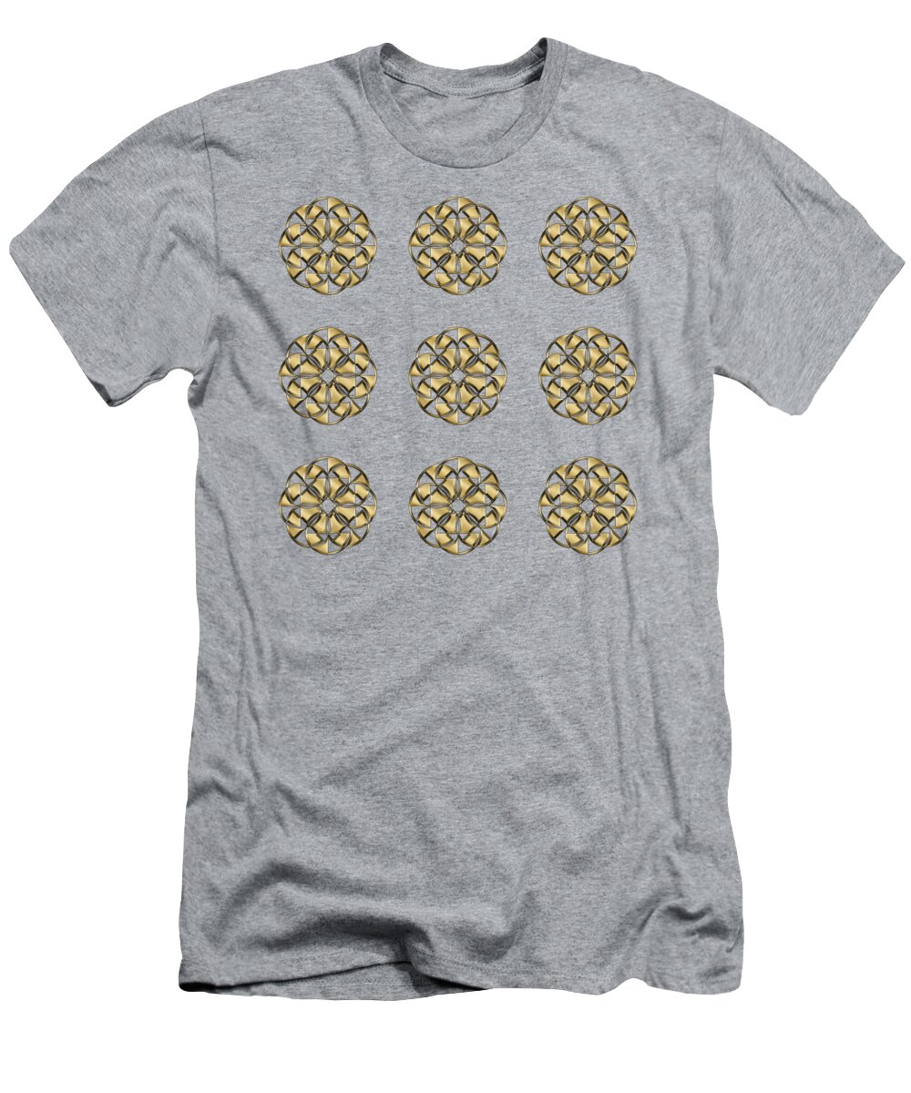 Gold Circles 1 T-Shirt featuring the digital art Gold Circles 1 by Chuck Staley
