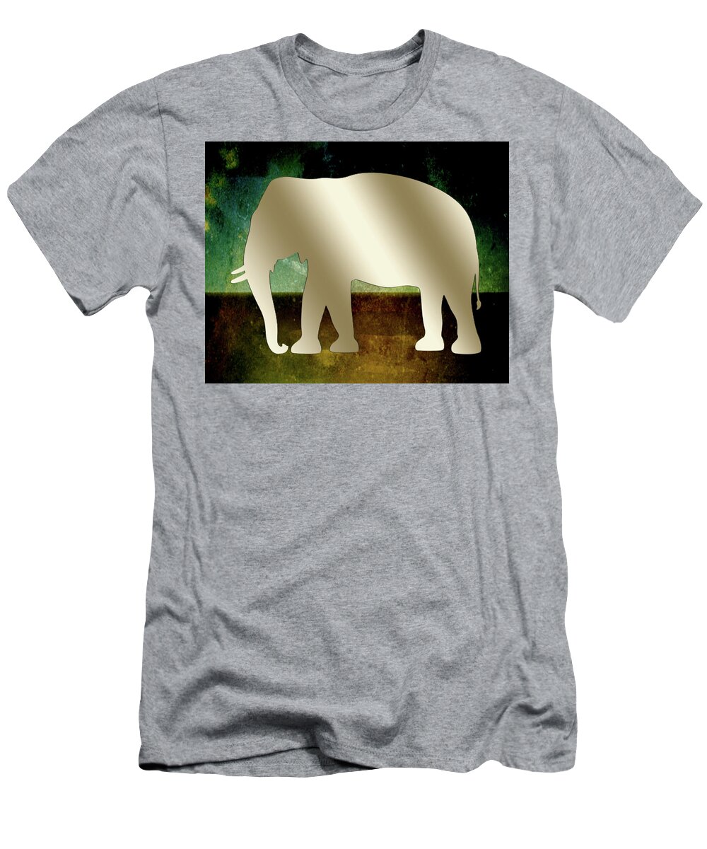 Staley T-Shirt featuring the digital art Golden Elephant by Chuck Staley