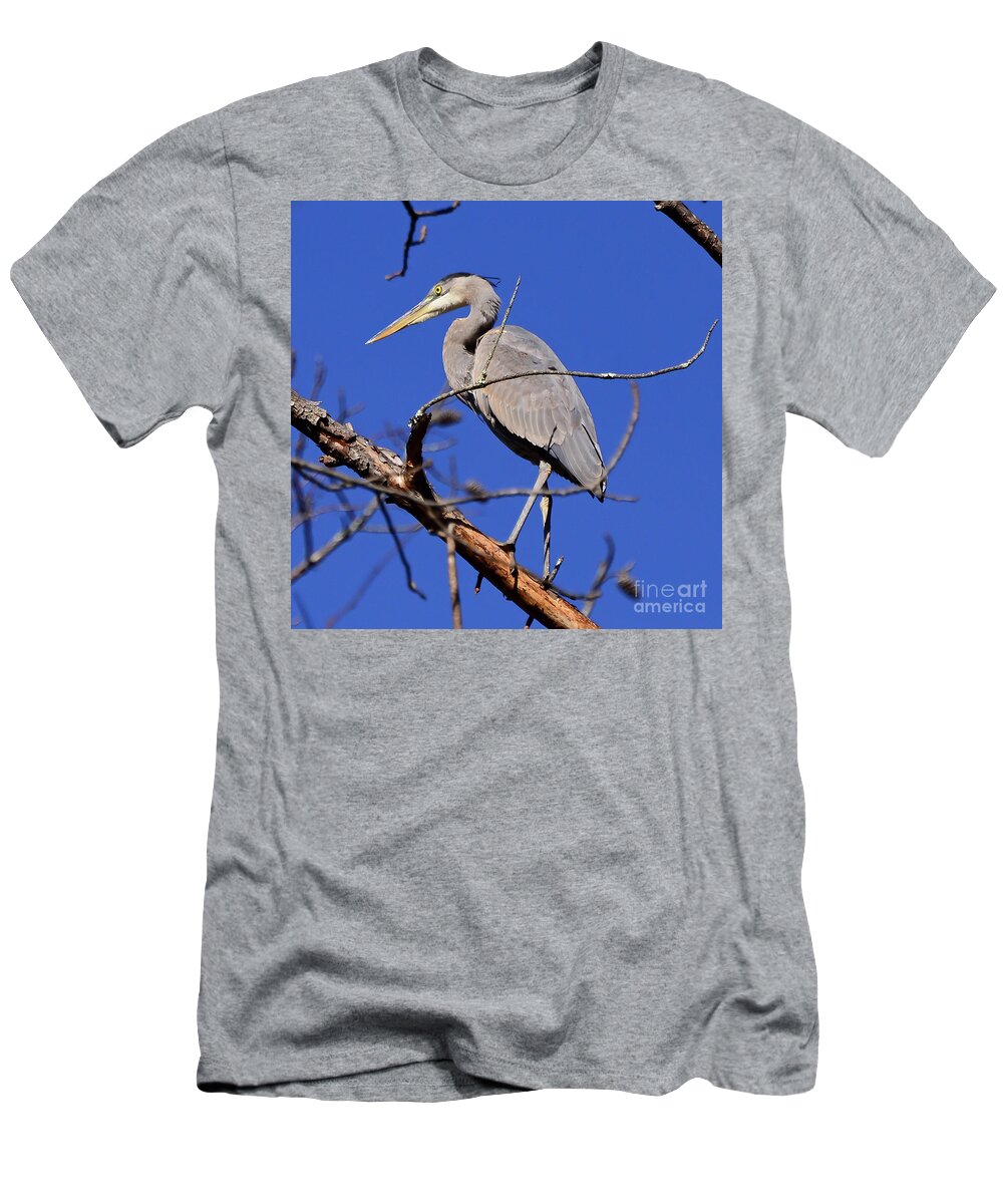 Great Blue Heron T-Shirt featuring the photograph Great Blue Heron Strikes A Pose by Kerri Farley