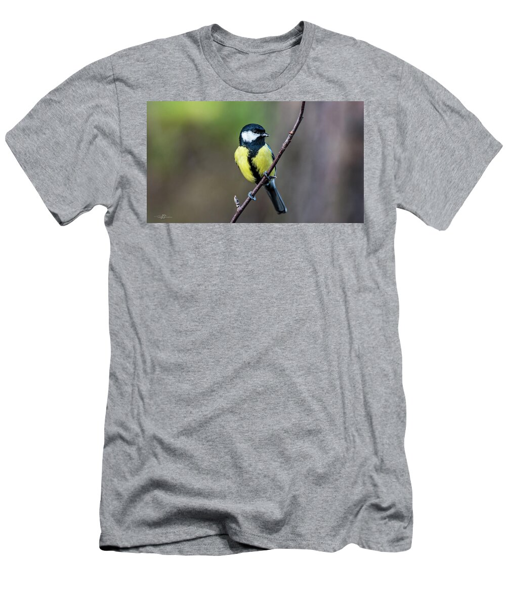 Great Tit T-Shirt featuring the photograph Great Tit perching on the twig by Torbjorn Swenelius