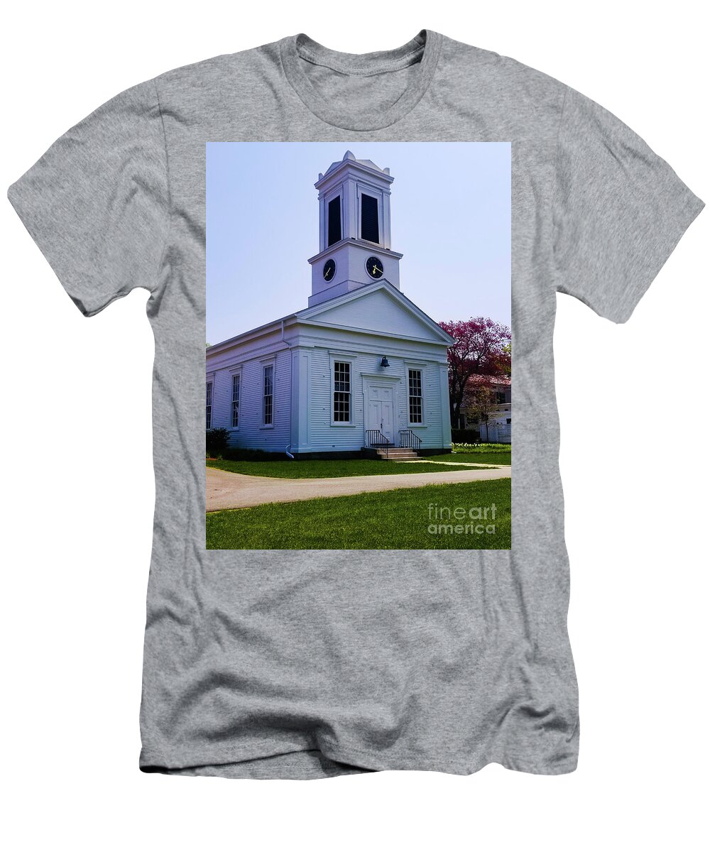 Mystic Seaport T-Shirt featuring the photograph Greenmanville Church by Elizabeth M