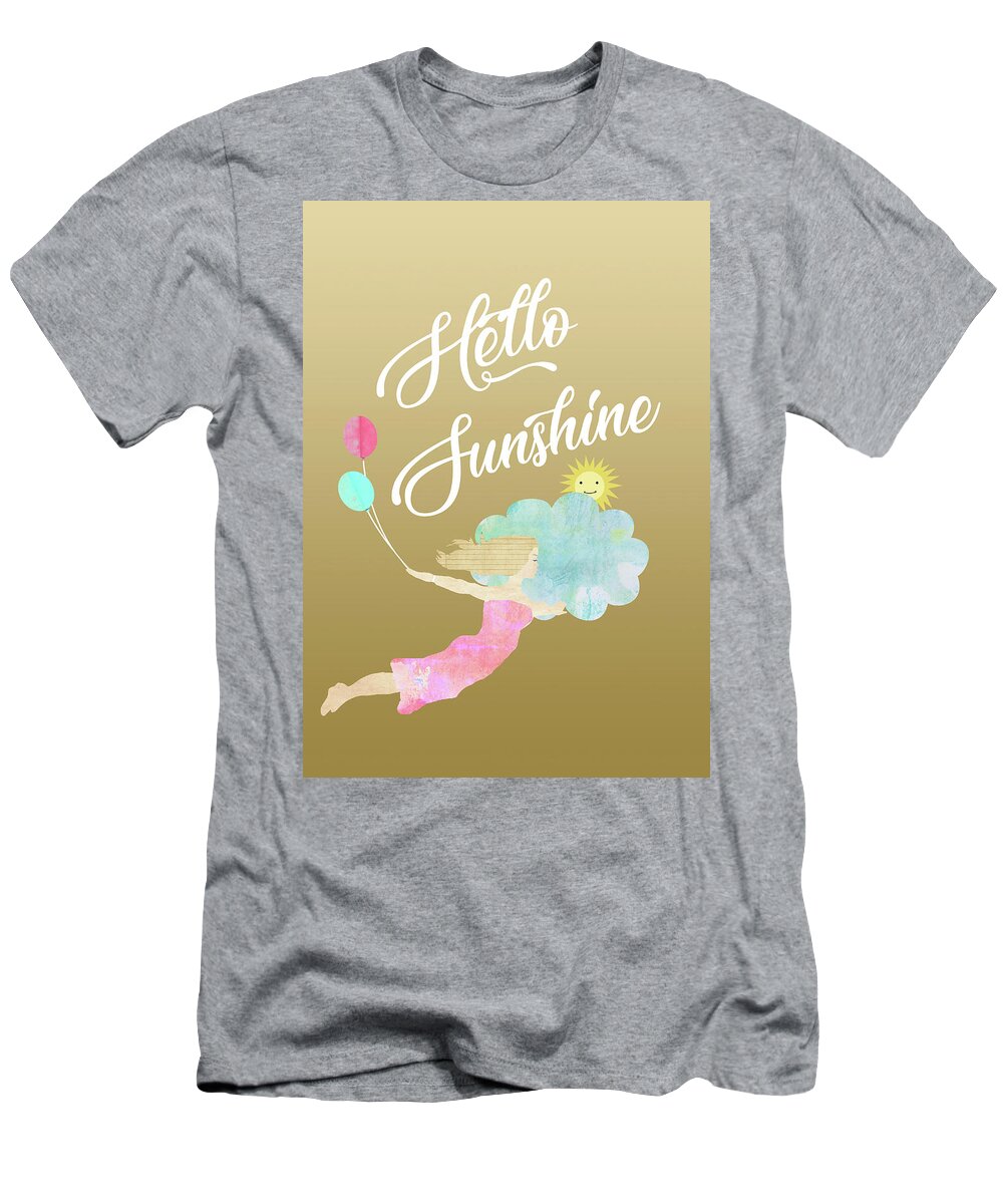 Hello Sunshine T-Shirt featuring the mixed media Hello Sunshine by Claudia Schoen