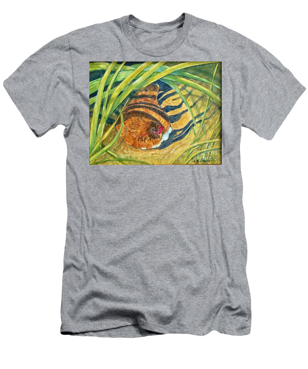 Chicken T-Shirt featuring the painting Hidden from View by Lynda Evans