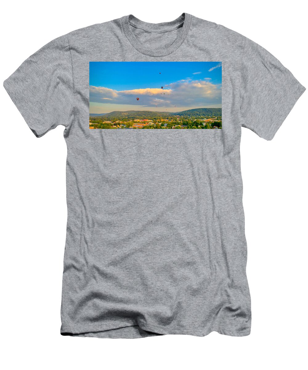 New York T-Shirt featuring the photograph Hot Air Ballon Cluster by Anthony Giammarino