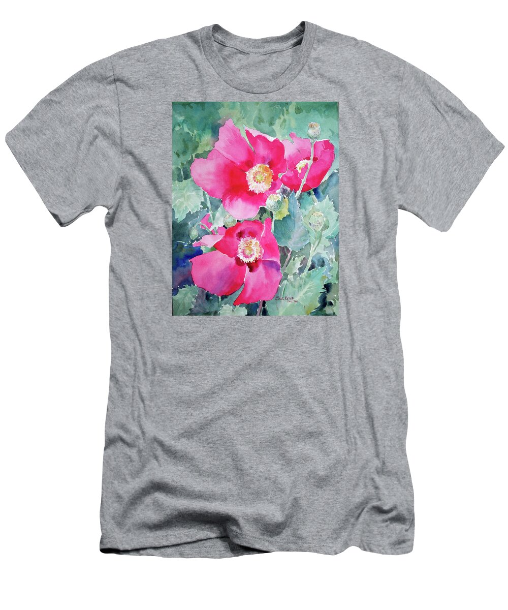 Flowers T-Shirt featuring the painting Hot Poppies by Sue Kemp