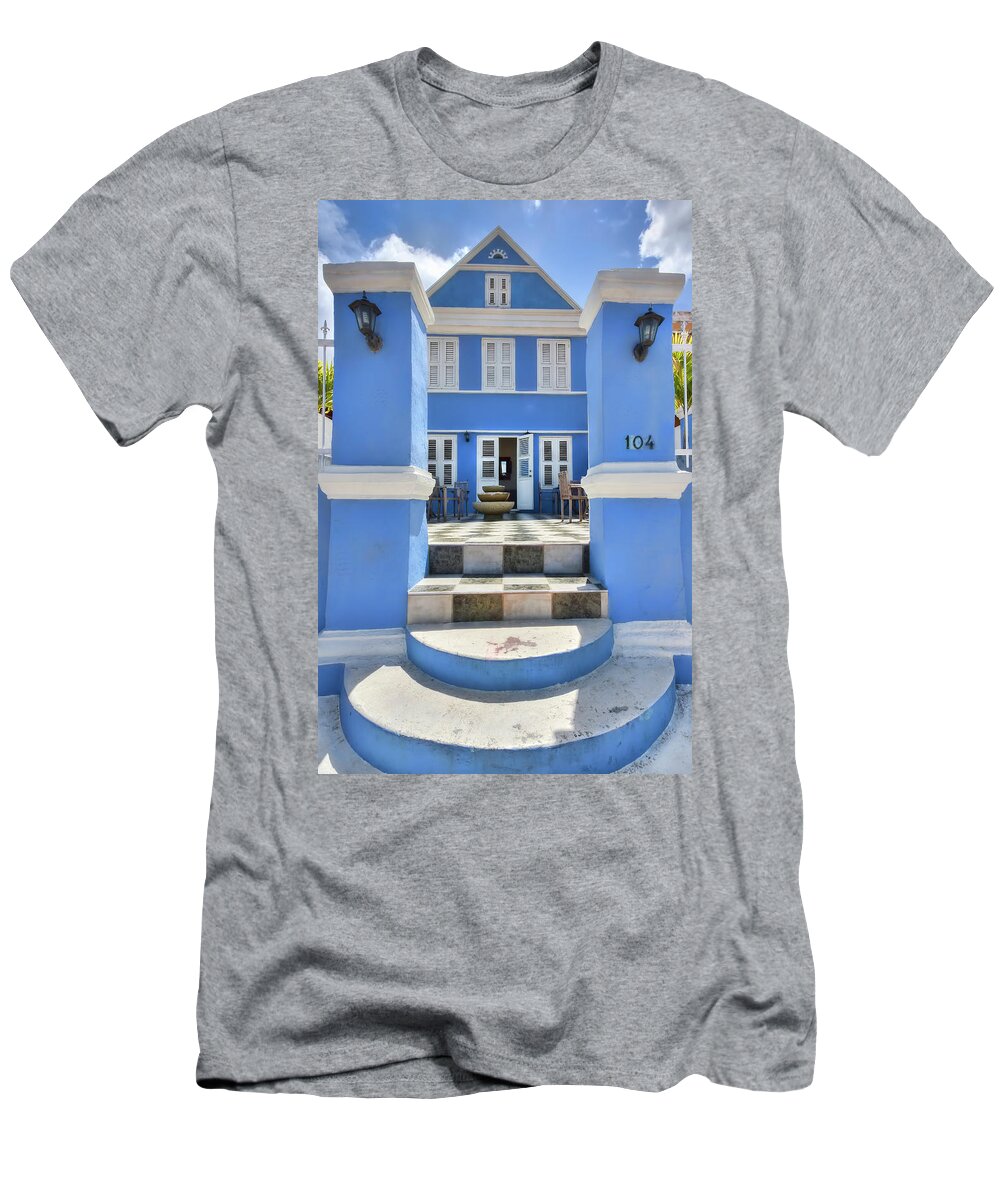 Curacao T-Shirt featuring the photograph House Of Blues by Nadia Sanowar