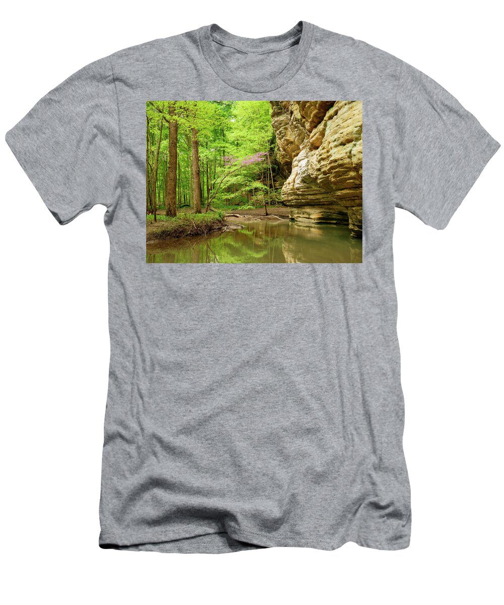 Brook T-Shirt featuring the photograph Illinois Canyon Redbud in Bloom by Todd Bannor