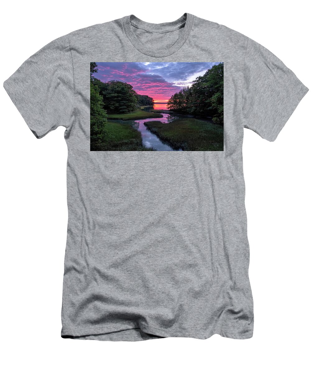 South Freeport Harbor Maine T-Shirt featuring the photograph Inlet Sunrise by Tom Singleton