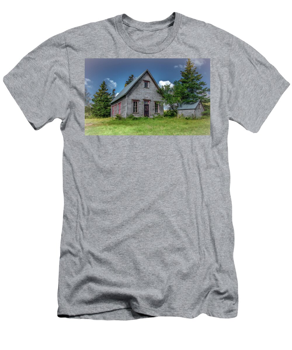 One Room Schoolhouse T-Shirt featuring the photograph Island Schoolhouse of Days Gone by by Marcy Wielfaert