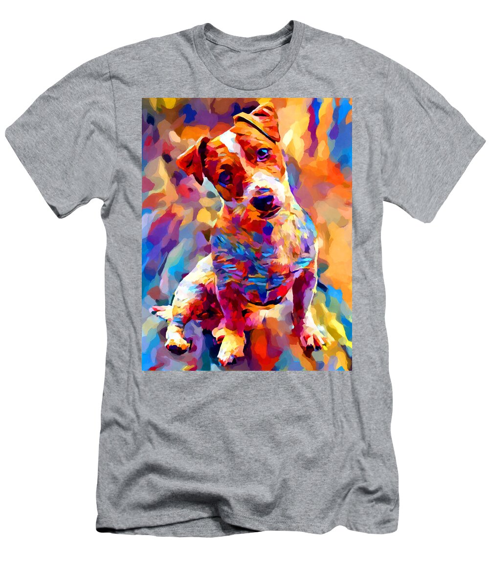Jack Russell Terrier T-Shirt featuring the painting Jack Russell Terrier 3 by Chris Butler