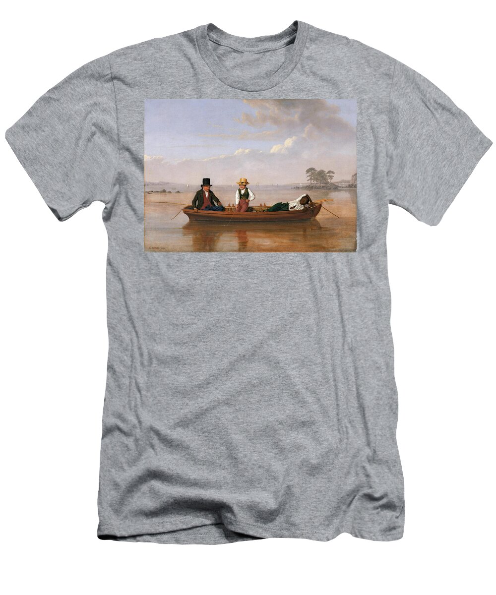 Canvas T-Shirt featuring the painting James Goodwyn Clonney -Liverpool, 1812-Binghampton, 1867-. Fishing Party on Long Island Sound Off... by James Goodwyn Clonney -1812-1867-