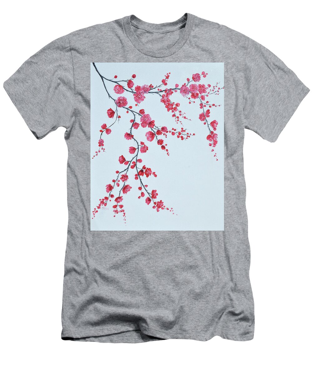 Cherry Blossom T-Shirt featuring the painting Japanese Cherry Blossom by Jan Matson